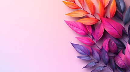 Vibrant Colorful Leaves on Soft Pink Background for Design and Decoration