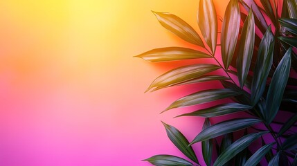 Vibrant Tropical Palm Leaves on Soft Gradient Background