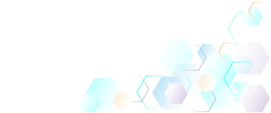 Geometric abstract background with soft colorful hexagons. Computer network concept. Medical, technology or science design
