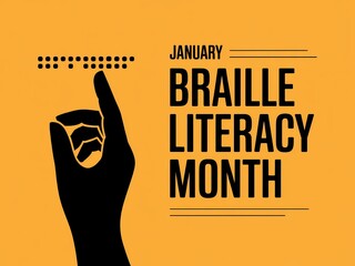 Celebrating braille literacy month in january with a raised finger pointing to braille dots