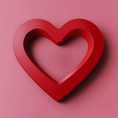 Red Layered Heart Shape 3D Illustration on Soft Background.
