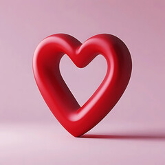 Red Layered Heart Shape 3D Illustration on Soft Background.