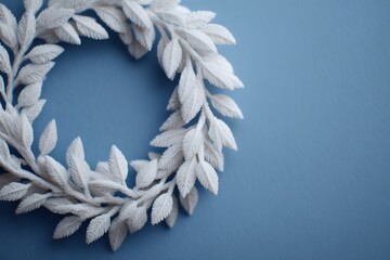 Elegant frozen wreath made of geometric leaves, winter, refined seasonal motif