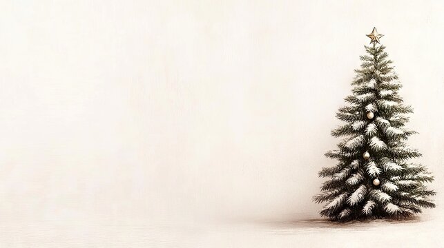 This close-up pencil sketch captures a beautifully detailed Christmas tree adorned with ornaments