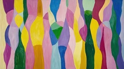 A Vibrant Multicolored Tapestry of Overlapping Vertical Ribbon Shapes in Abstract Art