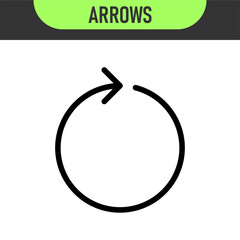Circle arrow icon set. Circular arrow icon, refresh, reload arrow icon symbol sign, vector illustration. Color icons set