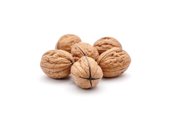 Walnuts isolated on white background