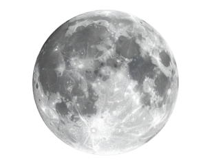  Full Moon with Detailed Craters and Gentle Glow, Centered Front View, Isolated on Transparent Background