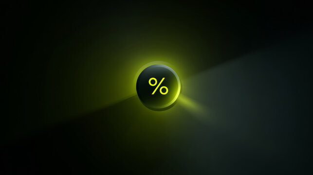A glowing green circle with a percentage sign in the middle of it