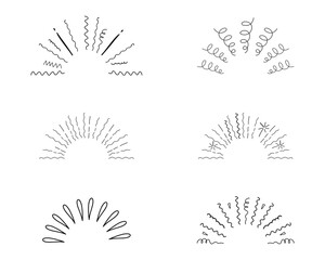 Radial firework burst line confetti and lines hand drawn sketch. Sunbeam, party decoration, comic minimal spark. Explosion with Radial stripes