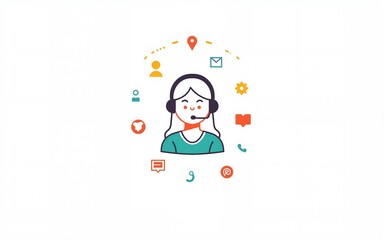 Customer service and support icon set. Containing assistance, operator, help desk, technical, call center, contact, 24 hour chat answer, guidance, info, message, question, faq. Vector illustration