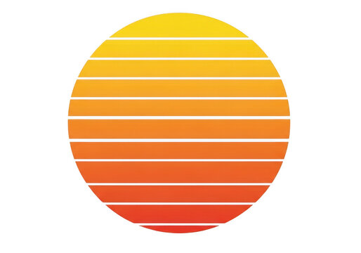 Retro synthwave sunset circle design outrun aesthetic horizon gradient warm colors vintage vibe illustration transparent background