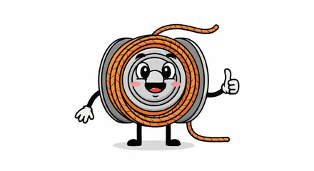 Cheerful garden hose cartoon character giving a thumbs up on white, perfect for landscaping, gardening, or humorous irrigation designs