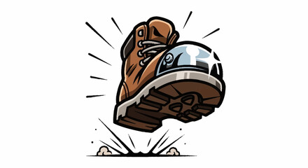 Powerful work boot stomping down with force, demonstrating strength and resilience with dynamic energy, ready for construction or safety designs