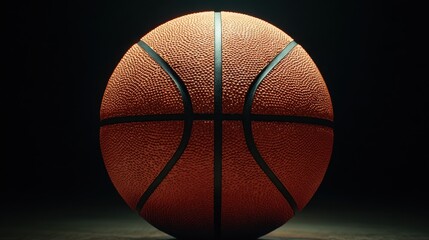 Basketball illuminated against a dark background for a dramatic effect