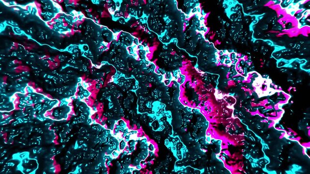 Liquid glass background VJ loop animation cyan with pink