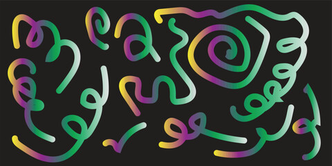 Colorful abstract lines on black background 