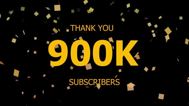Thank You 900k. Subscribers Celebration 900k. Animation with Black Background Subscription Logo Animation Videos. Thank you followers congratulation. subscribers modern animation banner design.