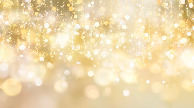 ゴールドのキラキラ光ボケ背景