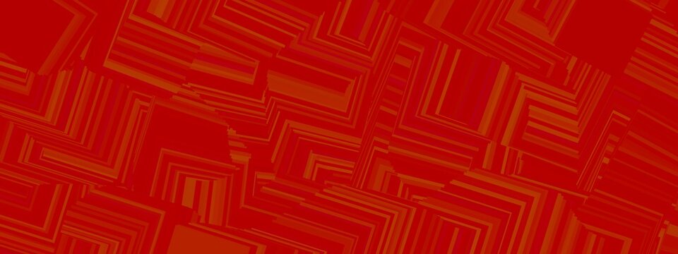 Red geometric abstract background with layered square pattern for modern design
