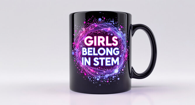 Empowering girls! Grab this modern mug with a vibrant 'Girls Belong in STEM' design and inspire the next generation of female scientists and engineers today