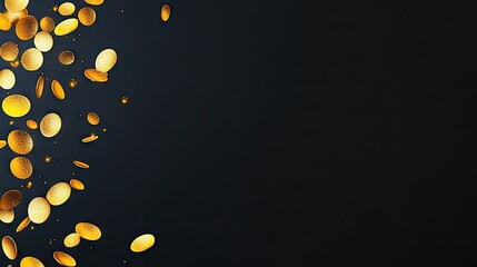 An abstract background featuring shimmering gold glitter against a black texture, providing ample space for text or design elements for luxury events or marketing needs