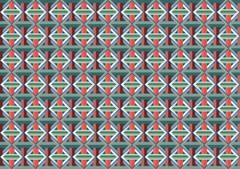 Mexican indian design with tribal ethnic themes on a geometric seamless background Beautiful textile print with native American tribal elements in an ethnic traditional style. Folk fashion from Mexico