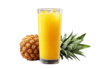 Vitamin-rich pineapple juice isolated on transparent background