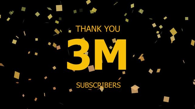 Thank You 3M. Subscribers Celebration 3M. Animation with Black Background Subscription Logo Animation Videos. Thank you followers congratulation. subscribers modern animation banner design.