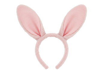 Isolated, pink bunny ears on headband, Easter holiday costume accessory for children or adults