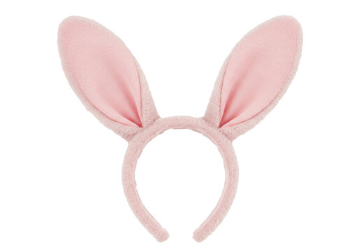 Isolated, pink bunny ears on headband, Easter holiday costume accessory for children or adults