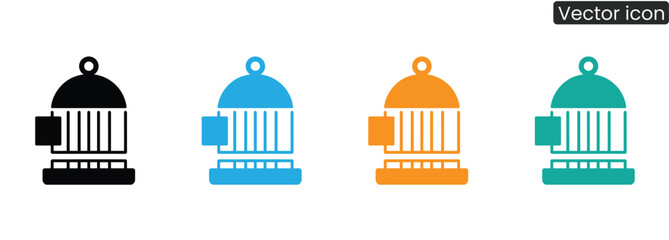 Fototapeta premium Charming birdcage icons in multiple colors offer a clean, minimalist design, perfect for pet stores or conservation efforts. Showcase avian care and protection.