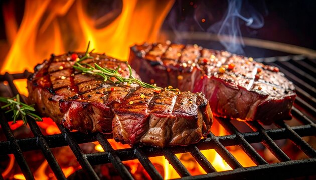 grilled meat on the grill - Powered by Adobe