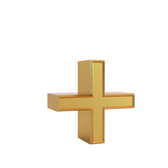 Obraz premium Golden 3d plus sign symbol isolated on white background illustration design