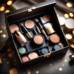 luxury christmas makeup gift box with festive packaging