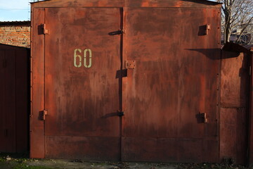 old metal garage, rusty iron