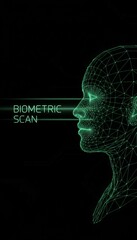 Obraz premium Biometric scan technology identifying a human face wireframe, representing secure data access and advanced digital identity verification for personal authentication and security systems