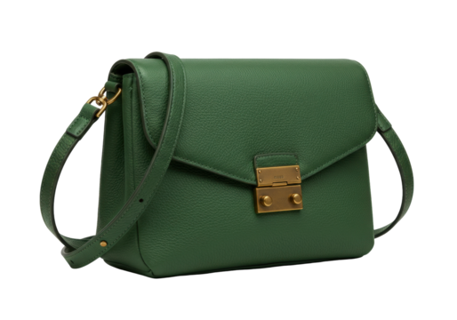 Isolated green handbag, a leather fashion accessory, crossbody bag for stylish woman - Powered by Adobe