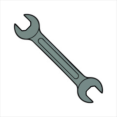 Metal wrench tool for mechanical repair work isolated vector illustration on white background