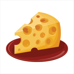 cheese varieties arranged on rustic wooden serving board isolated vector illustration on white background