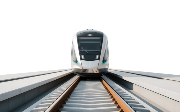 Modern high speed train approaching station on a clear day journey