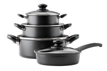 Lightweight portable cookware isolated on transparent background