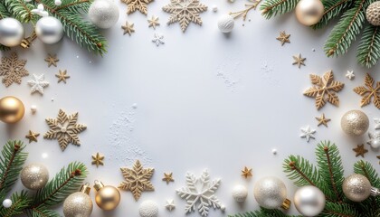 Festive holiday decoration display cozy home setting flat lay image winter wonderland aesthetic arrangement christmas spirit