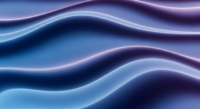 Abstract glowing neon blue and purple waves background, futuristic light trails, dynamic energy lines, digital data flow.