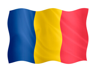Obraz premium Digital composite. ..Flag of Romania waving with a fabric overlay. ..December 1st is Romanian Great Union Day Ziua Marii Uniri..PNG file
