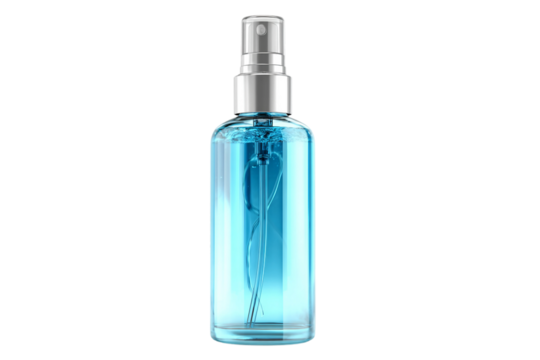 Compact portable hand sanitizer spray isolated on transparent background