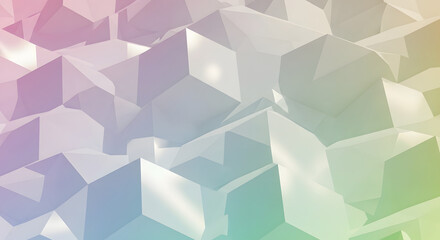 Abstract pastel low poly geometric background, subtle colorful faceted surface, modern minimalist 3D render texture.