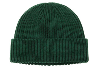 Isolated ribbed knit beanie hat, cold weather accessory for men or women, plain cuffed cap