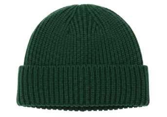 Isolated ribbed knit beanie hat, cold weather accessory for men or women, plain cuffed cap