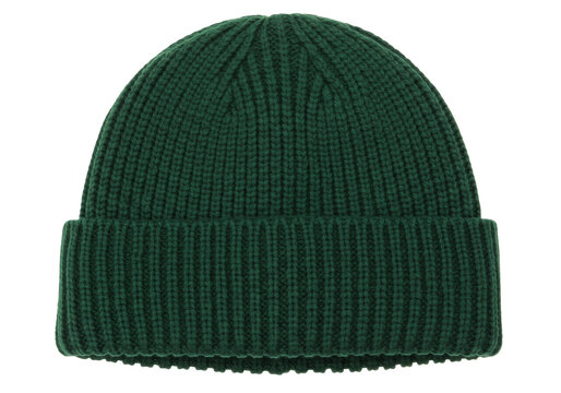 Isolated ribbed knit beanie hat, cold weather accessory for men or women, plain cuffed cap